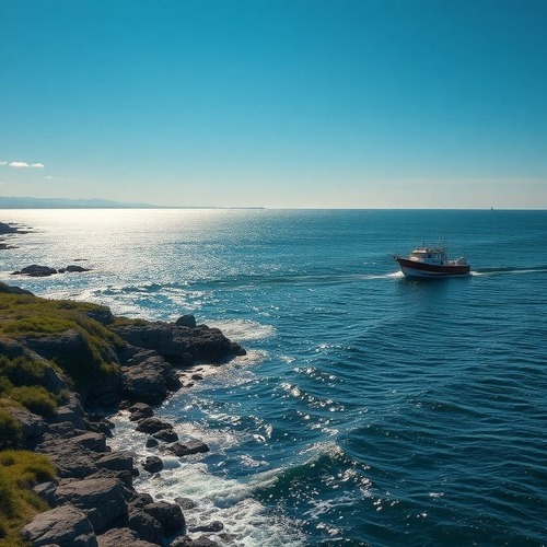 Angler holding striped bass on boat offshore
