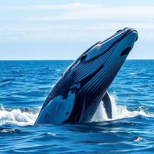 Humpback whale breaching above ocean surface near Cape Cod