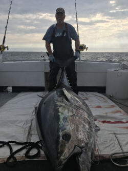 Large bluefin tuna and charter captain